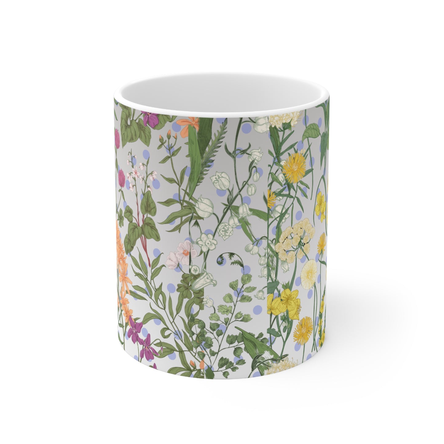 Transparent Poka Dot Floral Ceramic Mug by ViralDestinations™