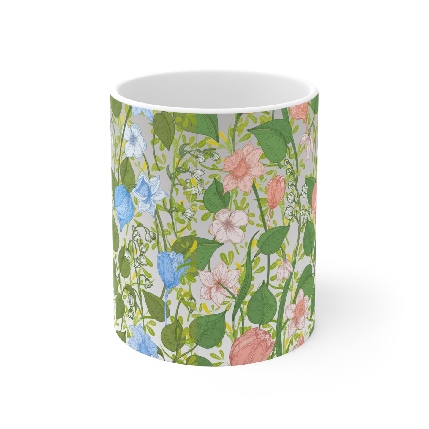 Tri-Color Theme Floral Ceramic Mug by ViralDestinations™