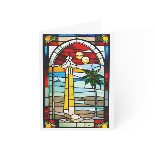 Art Postcard Christmas Thanksgiving Holidays Colorful Oceanside Tiffany Studio Style Greeting Cards w/ envelopes by The Art Shop