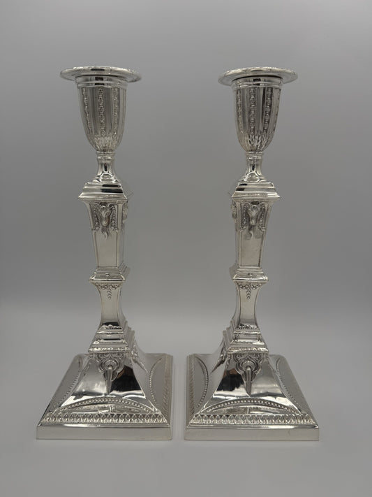 Pair of 1800s English Finest Sterling Silver Candlesticks  - Unique